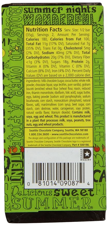 Seattle Chocolates Bar Campers' S'mores 2.5-Ounce (Pack of 12)