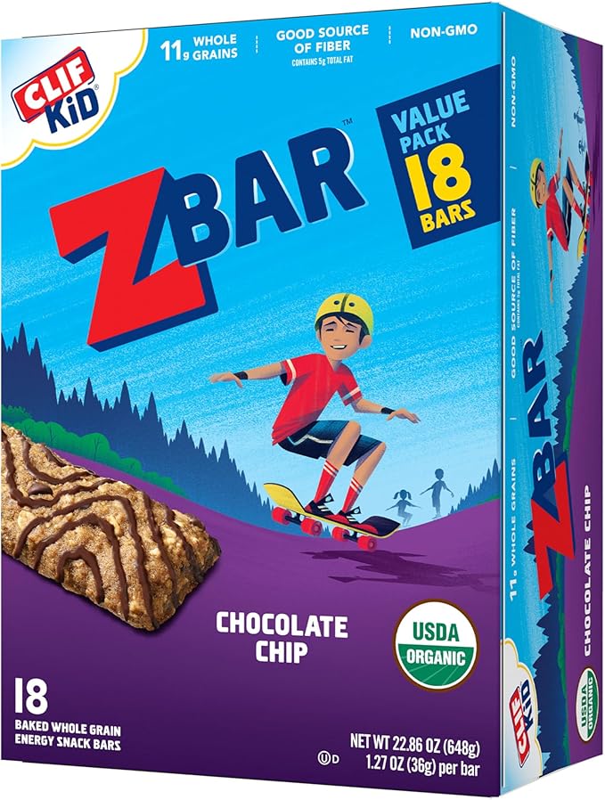 CLIFF Kid Zbar Protein Chocolate Chip Chocolate Mint &amp Cookies 'n Creme Bars Value Pack (30 Count) + CLIFF Kid Zbar Chocolate Chip Bars (18 Pack)