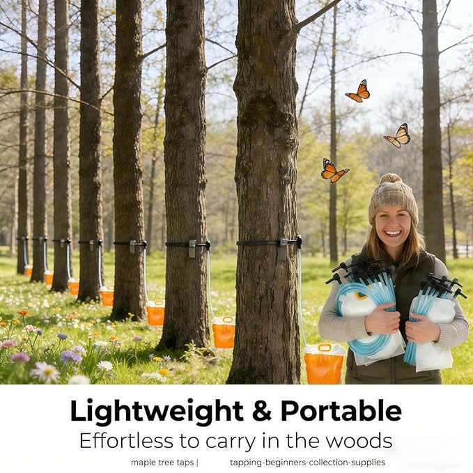 Maple Syrup Starter Kit &amp Maple Tree Tapping Kit - 10 Sets Complete System with Corrosion-Resistant Spiles 3.28ft Tubing &amp 5L Bags | High-Yield Harvesting