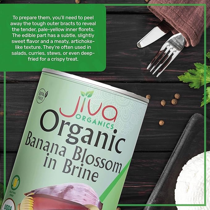 Jiva Organic Banana Blossoms 14 Ounce (Pack of 6) - BPA Free Gluten Free - Delicious Meatless Alternative