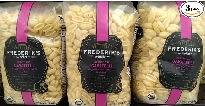 Organic Macaroni Bronze Cut Cavatelli Pasta (3 Bags 16 oz. each)