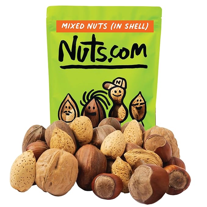 Nuts.com Mixed Nuts in Shell No Brazil Nuts - 3 lb Bag Natural Includes Walnuts Hazelnuts Pecans Almonds - Healthy Snack Sampler for Squirrels