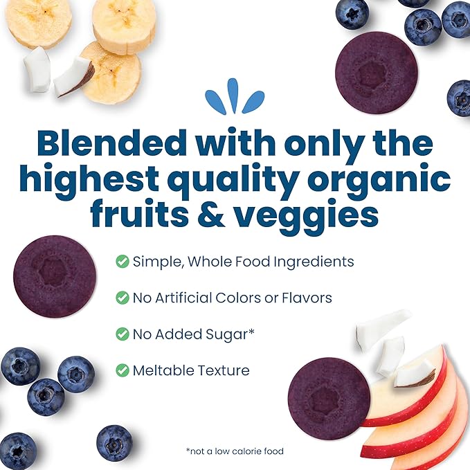 Amara Organic Fruit Bites Blueberry - No Artificial Colors/Dyes Added Sugar Dairy-Free Fruit Snacks Made with Organic Whole Foods Healthy Fruit Snacks for Kids - 6 Pack