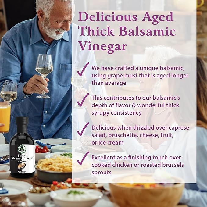 M.G. PAPPAS Thick Aged Balsamic Vinegar from Italy - Gourmet Balsamic Italian Vinegar - A Great Addition to Vinaigrettes Salads &amp Dressings - No Preservatives No Added Sugar - 8.5 Fl Oz (250ml)