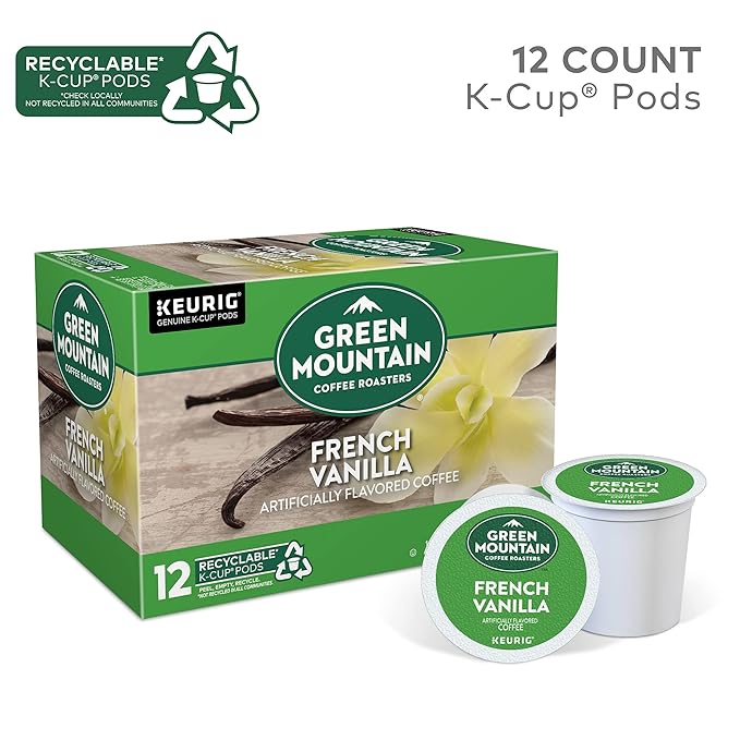 Green Mountain Coffee Roasters French Vanilla Keurig Single-Serve K-Cup Pods Light Roast Coffee 12 Count (Pack of 3)
