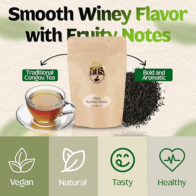 English Tea Store China Loose Leaf Tea Keemun Panada - 16oz Bulk Bag | Smooth Winey Flavor with Fruity Notes | Traditional Chinese Congou Tea | Bold and Aromatic | English Tea Store Blend