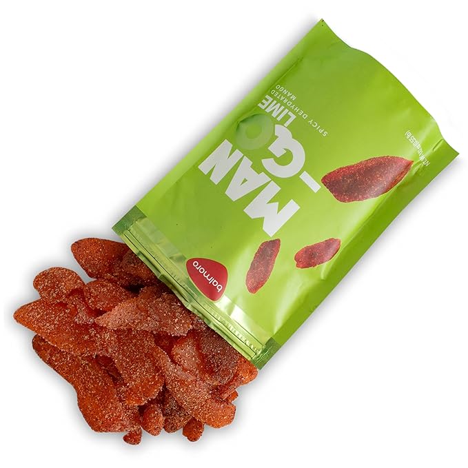 Balmoro Lime Spicy Dehydrated Mango (8.8 oz) - Lime Spicy Dehydrated Mango Fruit Slices - Chili Mango Dried Fruit - Dried Mango with Chili
