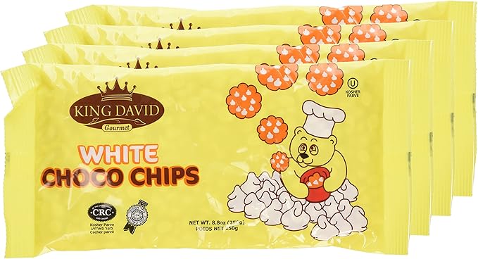 King David Vegan Lactose-Free Non-dairy Kosher White Chocolate Flavored Chips 8.8 Ounce (Pack of 4)