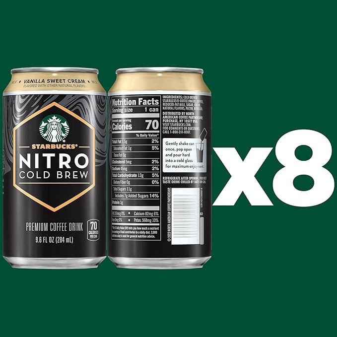 Starbucks Nitro Cold BrewVanilla Sweet Cream 9.6 fl oz Can(Pack of 16)