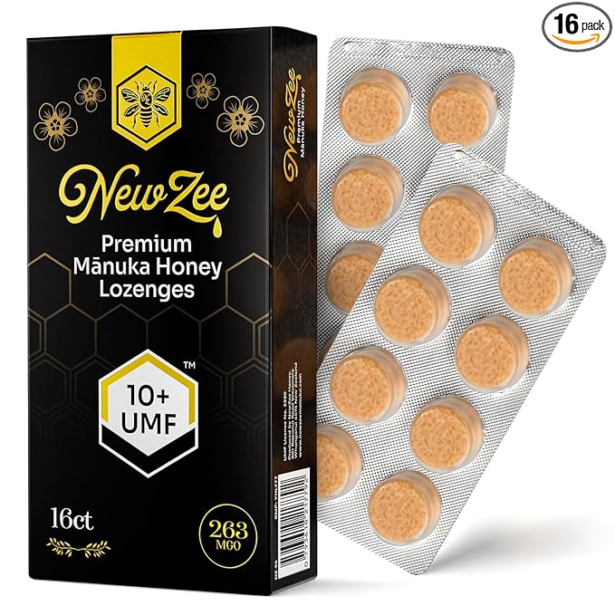 Manuka Honey Lozenges 16 Count Made W/UMF 10+ MGO 263 New Zealand Manuka Honey UMF Certified Monofloral Traceable from Hive to Hand
