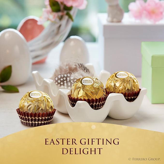 Ferrero Rocher Gourmet Hazelnut Milk Chocolate Gift Box 42 Individually Wrapped Chocolates 18.5 oz