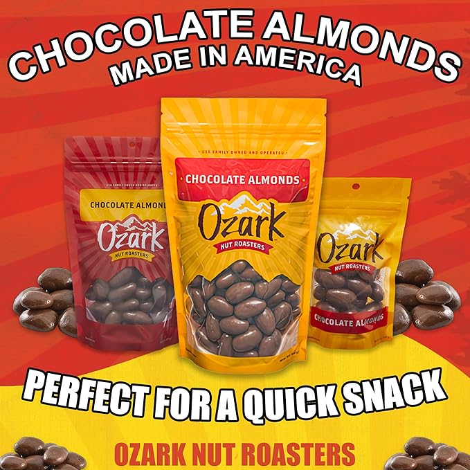 OZARK NUT ROASTERS Chocolate Almonds Chocolate-Flavored Snack Nuts World-Class Gourmet Candied Almonds Resealable Pack (16 oz)