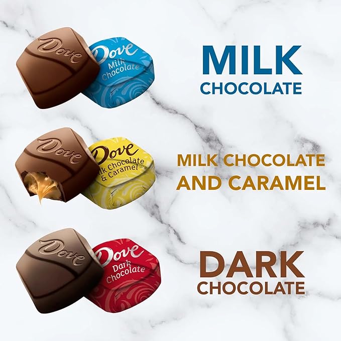 Easter ASSORTIT X Dove Collab All Chocolate Candy Variety Sampler Milk Dark And Caramel Individually Wrapped 1 Lbs (16-Oz) American Classic 3 Flavor Mix