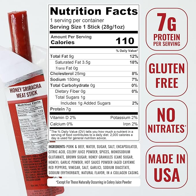 Slate Belt Smokehouse Meat Sticks Individually Wrapped- Meat Sticks Variety Pack Gluten-Free MSG-Free No Nitrates Pork &amp Beef Sticks Sampler Pack Meat Sticks Bulk (30 Pack)