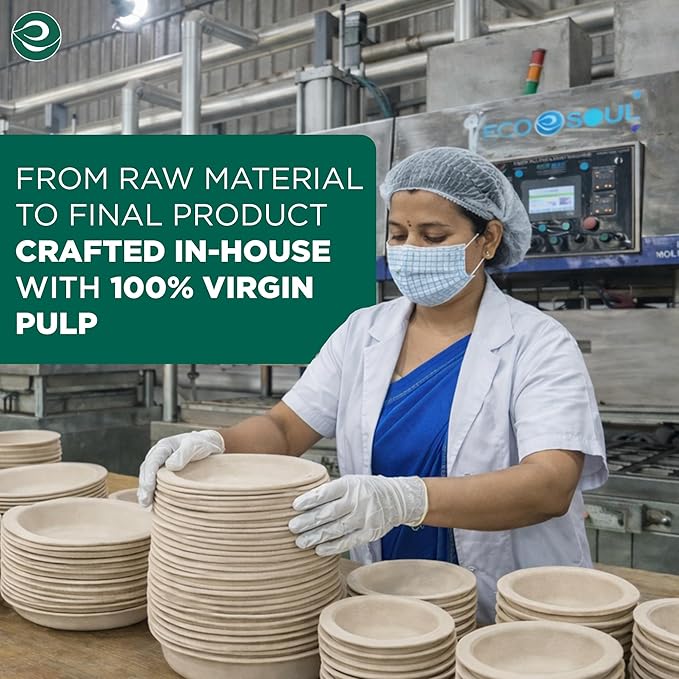 ECO SOUL 6 Inch Compostable Disposable Paper Plates [1000 Pack] Food Safe 100% Virgin Bagasse Pulp Heavy Duty Microwave Safe Small Round Dessert Appetizer Plate for Party Picnic &amp BBQ (Brown)