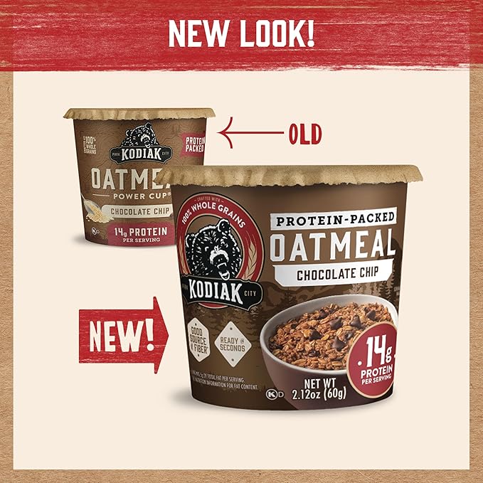 Kodiak Cakes Instant Protein Chocolate Chip Oatmeal in a Cup 2.12oz (Pack of 12)