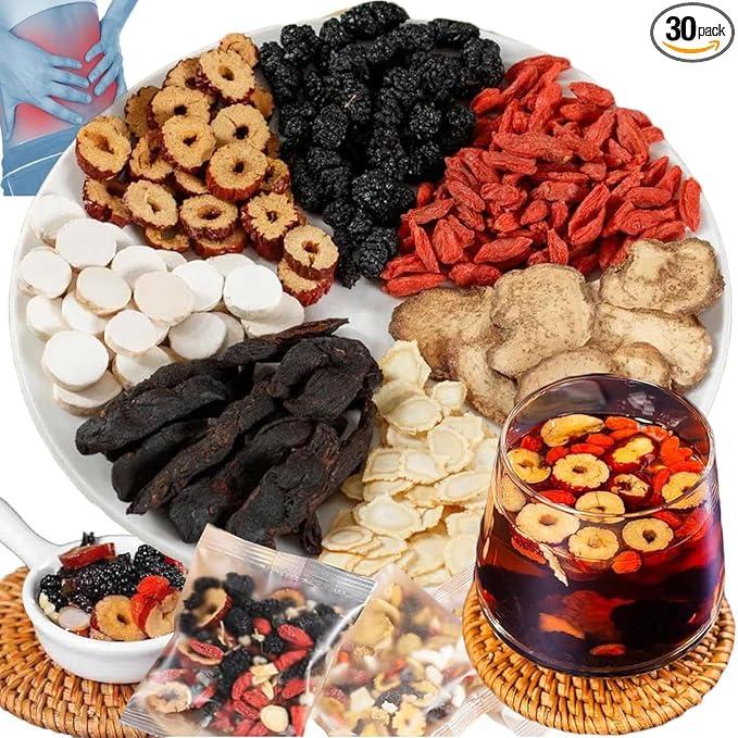 30 Pcs Ginseng Six Treasure Tea Ginseng &amp Mulberry Herbal Tea Turmeric Kidney Cleanse Detox &amp Repair Teabag Mulberry Eight Treasure Teas for Liver Health