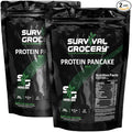 Survival Grocery® Protein Pancake Mix - High Protein (20g) Balanced Macros (15g Fat 14g Net Carbs) Organic Pea Protein Base - Gluten-Free Dairy-Free Just Add Water (2 kg / 2 Bags)
