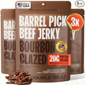 Double Neat Barrel Pick Bourbon Glazed Beef Jerky – Gluten Free – Whiskey Infused Sweet and Smokey High Protein Healthy Snacks – Low Sodium – Gourmet Easter Beef Jerky Gifts for Men – 2 Ounces Each