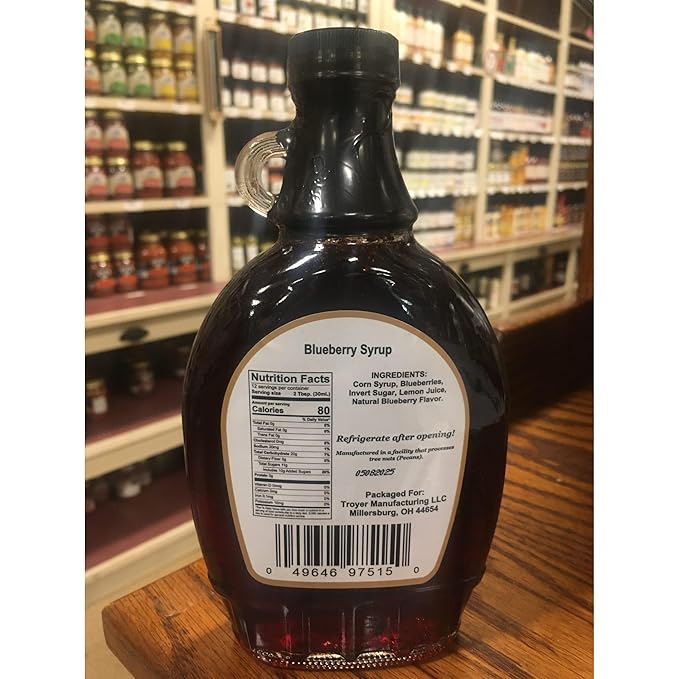 Amish Wedding Syrup Ohio Made for Pancakes or Waffles Two 12 ounce Glass Bottles Blueberry