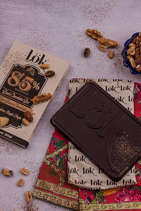 Lok Dark Chocolate Bar 85% Cacao | Fair Trade Non-GMO Kosher Gluten Free Vegan Bean-to-Bar Keto Friendly Low-Carb Paleo Lök | 3.0 Ounce 12 Pack