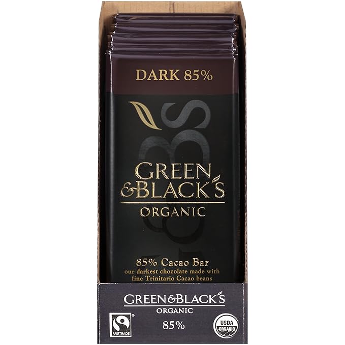 Green &amp Black's Organic Dark Chocolate 85% Cacao 90g (Pack of 10)