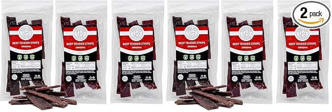 Good Fod Foods Tender Beef Jerky Steak Strips – Low FODMAP Keto Snacks Gluten-Free Sugar-Free Jerky No Nitrites No Nitrates 100% USA Beef 3 Ounce Original 6 Pack