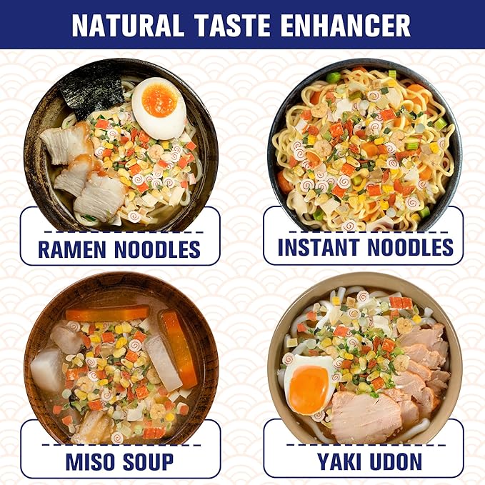 Classic Ramen Toppings Seafood Mix 14oz 12 Ingredient Blend with Shrimp Squid &amp Seaweed etc Dried Ramen Toppings Flavor Rich Non-GMO Low Sodium for Ramen Instant Noodles &amp Soup Topper