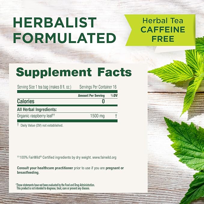 Traditional Medicinals Organic Raspberry Leaf Tea Supports Healthy Pregnancy and Soothes Menstrual Cramps (Pack of 6) - 96 Tea Bags Total