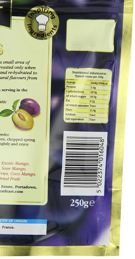 Forest Feast Premium Fruit Doypacks Jumbo Agen Prunes 250 g (Pack of 4)