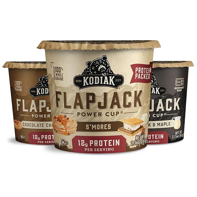 Kodiak Cakes Protein Pancake On The Go Flapjack Cups Mix Buttermilk Chocolate Chip &amp S’mores Variety Pack