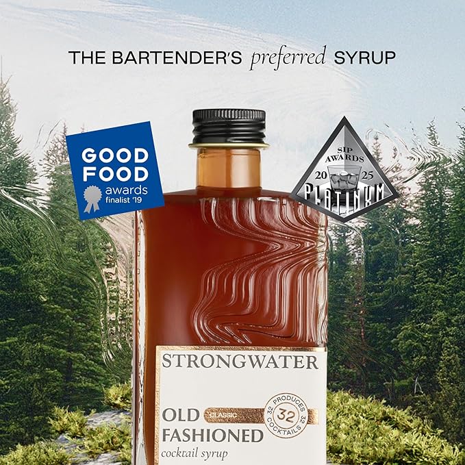Strongwater Old Fashioned Craft Cocktail Mixer - Makes 96 Cocktails - Handcrafted Old Fashioned Syrup with Maple Pecans &amp More - 3 Pack Gift Set Just Mix with Bourbon or Whiskey