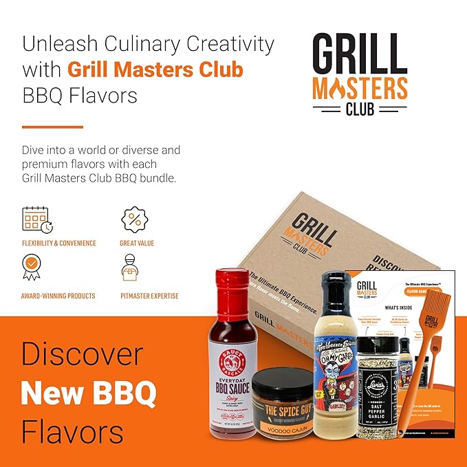 Grill Masters Club Flavor Game Strong BBQ Box | Premium BBQ Spices Sauces and Seasoning for the Ultimate Grill Master | Essential for Cooking Grilling and Smoking | Perfect Grill Gift for Men &amp