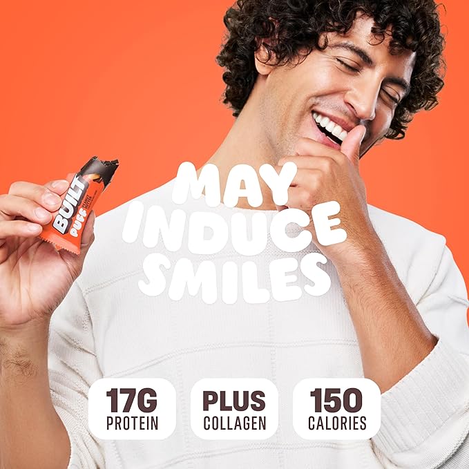 Built Bar Puff Protein Bars Peanut Butter Puff 17g Protein Snacks On-The-Go Bars Only 150 Calories 6g Sugar Collagen Gluten Free 12 Count