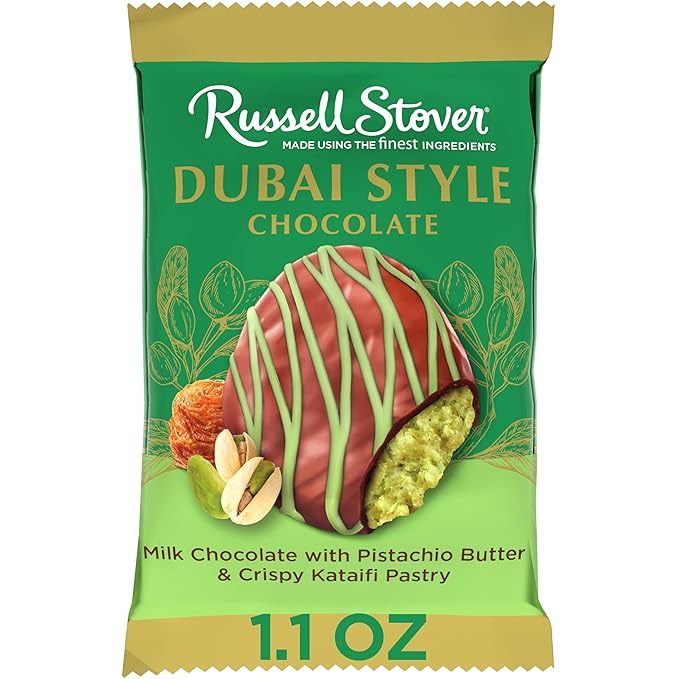 Russell Stover Dubai Style Pistachio &amp Kataifi In Milk Chocolate Candy Bar 1.1 Oz. (Pack of 18)