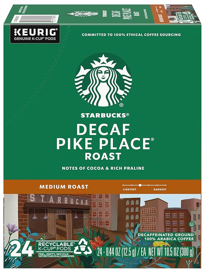 Starbucks Decaf Pike Place Roast K Cups 24 Count (Pack of 2)