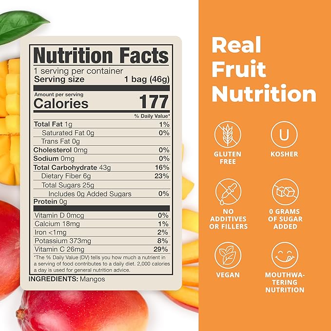 Balance of Nature Freeze-Dried Mangos (5 Pack) – 100% Real Fruit Crunchy Mango Slices Healthy Snack Mouthwatering Nutrition Gluten-Free Vegan No Sugar Added Five 1.6 oz Bags