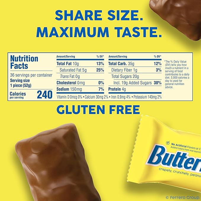 Butterfinger Full Size Candy Bar 18 Count Crispety Crunchety Peanut-Buttery On-The-Go Sweet Treat 1.9 oz Each