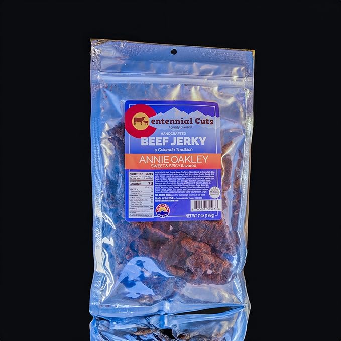 Centennial Cuts Beef Jerky – Annie Oakley Sweet &amp Spicy – High Protein – 7 oz Snack