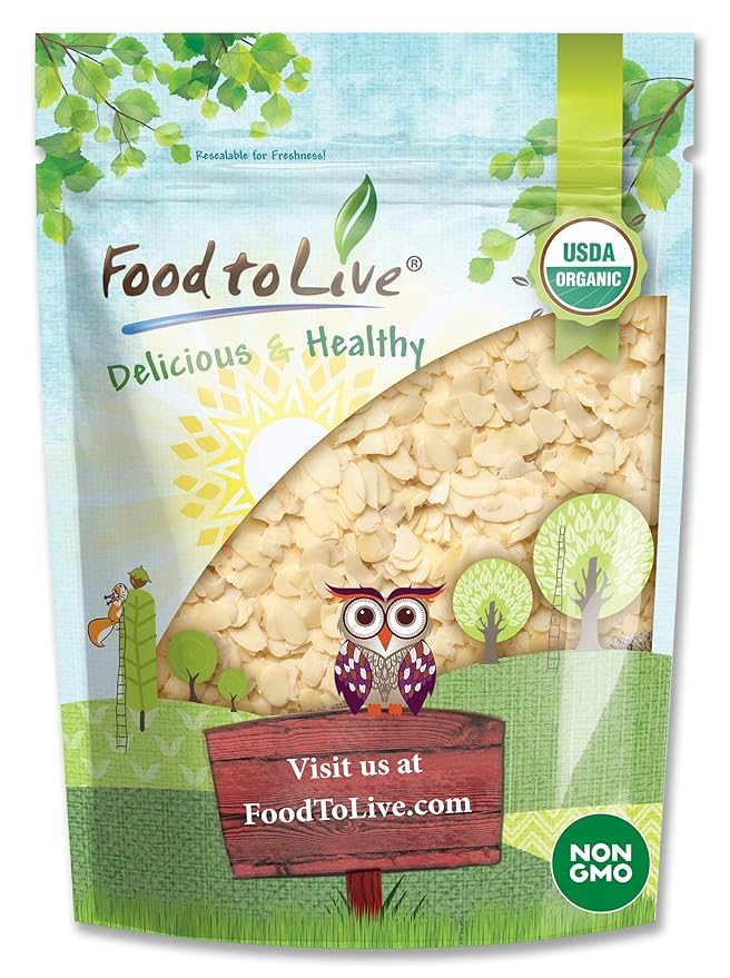 Food to Live - Organic Blanched Sliced Almonds 12 Ounces — Non-GMO Raw Unpasteurized Unsalted Vegan Keto Paleo Kosher Bulk High in Protein