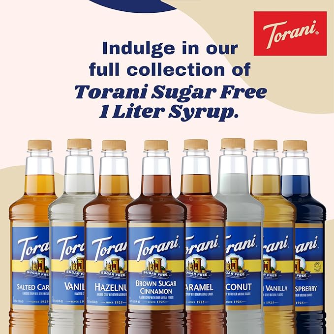 Torani Sugar Free Peppermint Syrup 1 Liter Bottle with Pump Dispenser – Zero Sugar Zero Calories Keto Friendly Gluten Free Mint Flavor for Coffee Lattes Cocktails and Holiday Drinks
