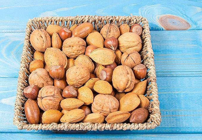 Anna and Sarah Premium Mixed Nuts in Shell California Jumbo Chandler Walnuts Extra Large Pecans California Almonds Large Oregon Hazelnuts (NO BRAZIL NUT) 6 Lbs