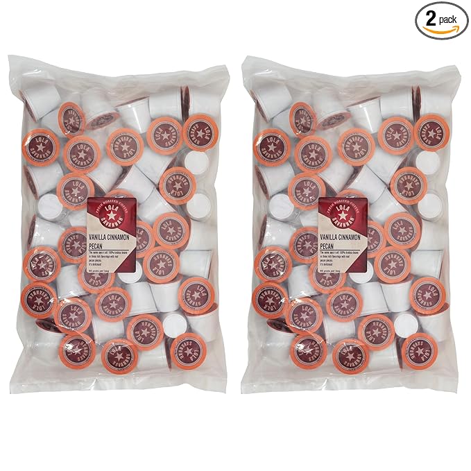 Lola Savannah Vanilla Cinnamon Pecan Caffeinated Coffee Pods Flavored Coffee in Pod Shaped Containers 100 Count