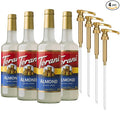 Torani Coffee Syrup Almond Orgeat Flavored Syrup for Drinks Glass Bottle 4-Pack Pumps Included 25.4 Oz Ea