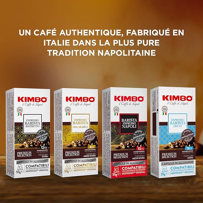KIMBO - Barista Espresso Napoli Coffee - Coffee Capsule - Authentic Italian Coffee - Intensity 10 / Medium-Dark Roast - Box of 100 Capsules Compatible With Nespresso