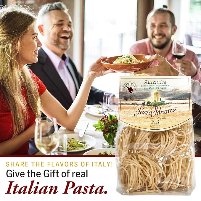 Pasta Panarese Pici Pasta from Italy - Organic Wheat Pasta Made in Italy 500g / 17.63oz (2 pack)
