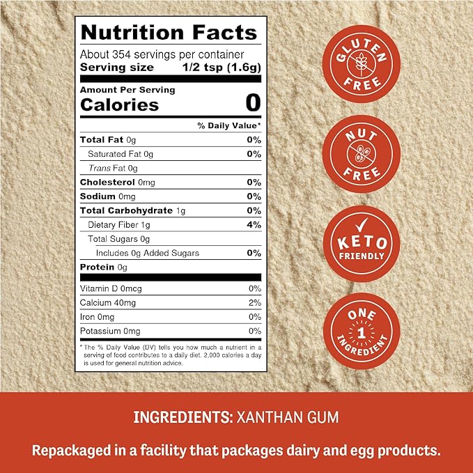Judee's Gluten Free Xanthan Gum - Texture-Enhancing Bread Dough Thickener - Food Thickener for Soups &amp Sauces - Low-Carb Keto Baking &amp Syrups - 20 Ounce