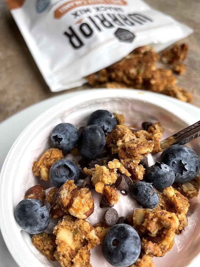 BeeFree Warrior Mix Gluten Free Granola - Chunky Granola Bites | Paleo Low Carb Grain Free Preservative Free Oat Free | Low Calorie Snacks | Bob's Salted Caramel 9 ounce bags 3 pack