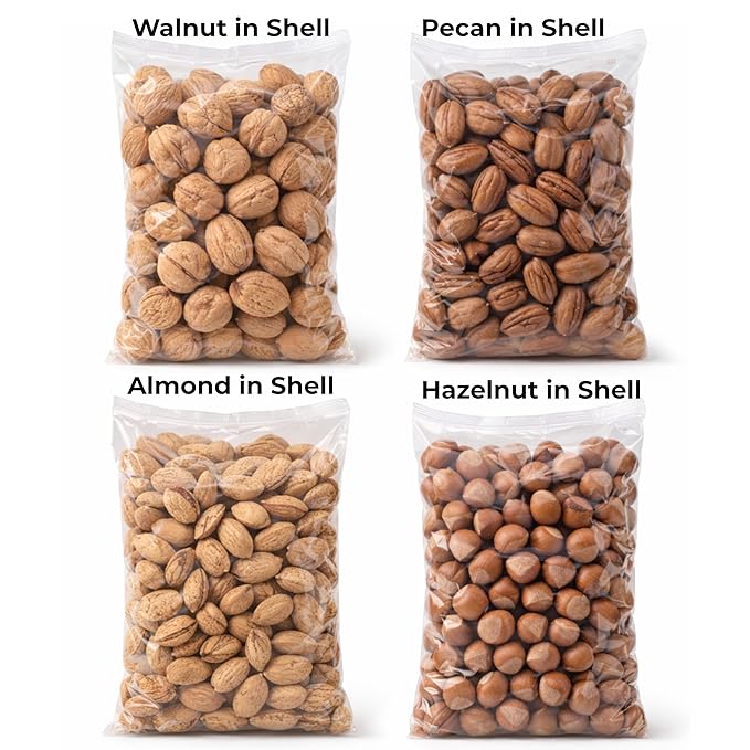 Premium In-Shell Nut Variety Pack 4 lbs Mixed Nuts in Shell Walnut Almond Pecan &amp Hazelnut Separate Bags Packed in One Box Fresh Whole Nuts