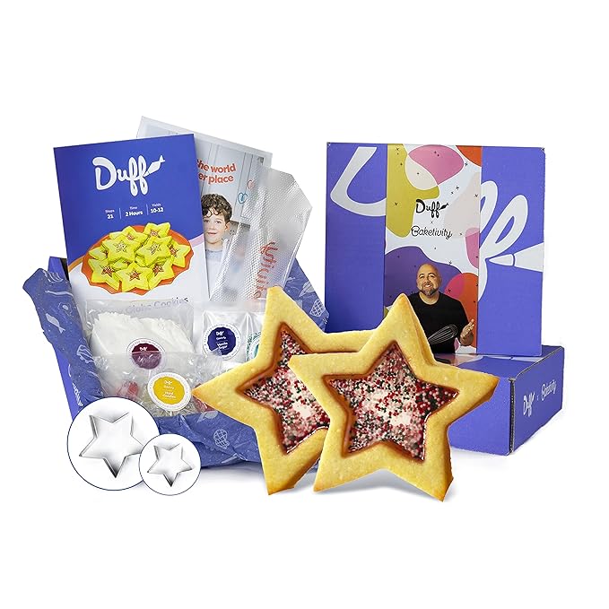 Baketivity Snow Globe Cookies Baking Kit - Duff Goldman Cooking Recipe - DIY Family Fun Cookie Making Kit - Pre Measured Ingredients Cookie Baking Kit for Kids - Tiny Gift for Kids Teens And Adults